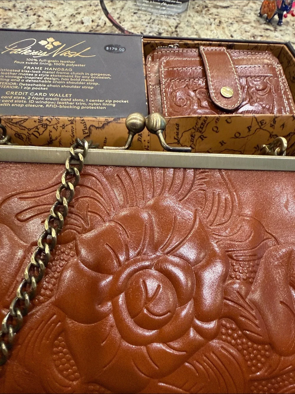 NWT Patricia Nash Embossed Leather
Handbag with Kisslock and Wallet - Picture 2 of 12